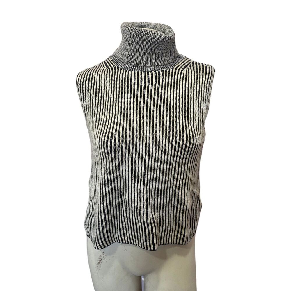 Derek Lam 10 Crosby Sleeveless Turtleneck Sweater Vest NWT Striped S‎ Alpaca